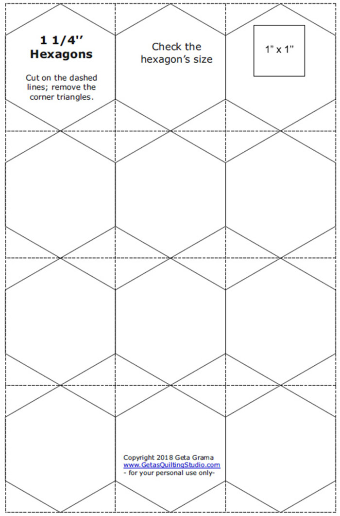 8 10 6 11 Hexagon Quilting Template Set 9 7 12 with 1/4 Seam Allowance 5