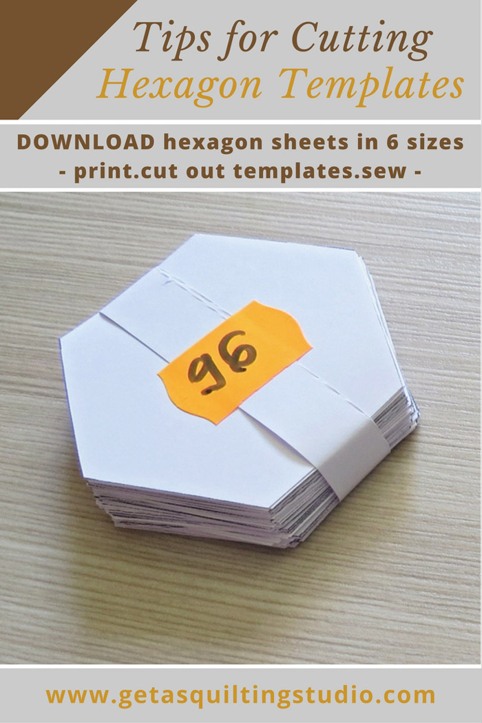 Do you need hexagon templates NOW? Learn a quick and easy technique for cutting hexagon templates. Click through to download printable hexagons in various sizes. 