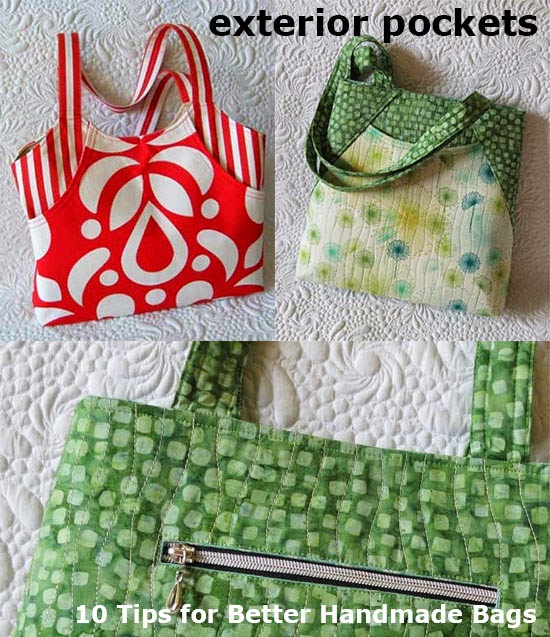 How to sew zippered pockets for bags - Geta's Quilting Studio