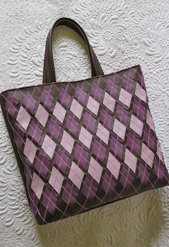 Faux Leather Woven Bag in Argyle pattern