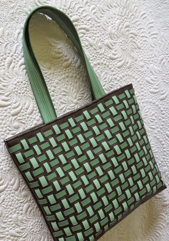 Faux leather woven bag