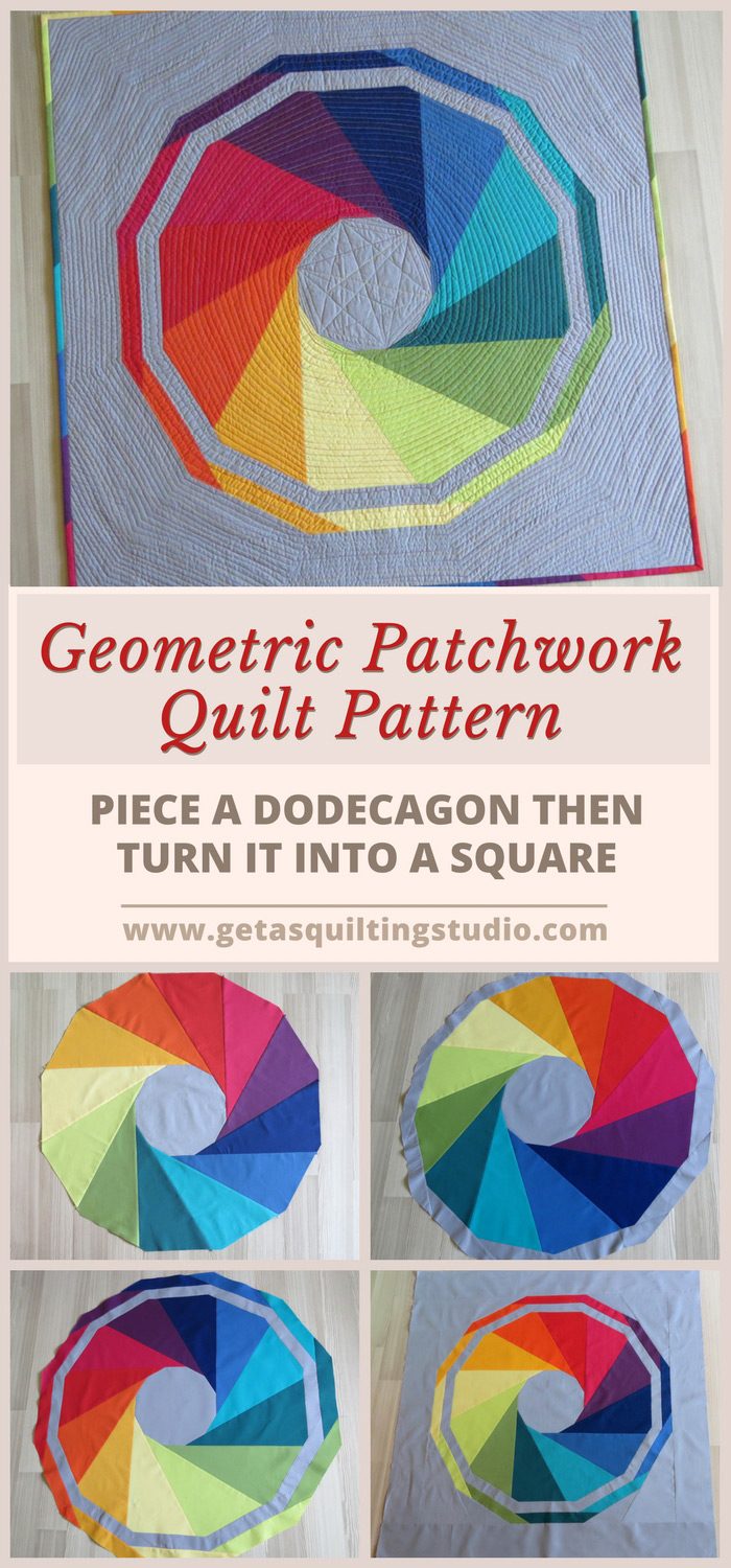 Modern geometric patchwork quilt pattern