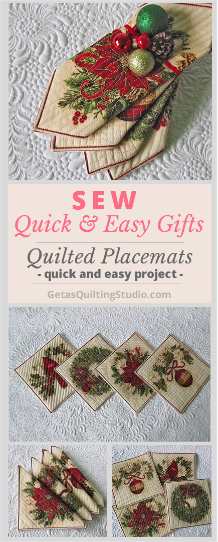 No-binding quilted placemats- quick and easy finishing technique; great for small pieces and quilts in unusual shapes.