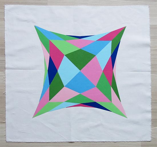 Simple geometric applique pillow quilt pattern