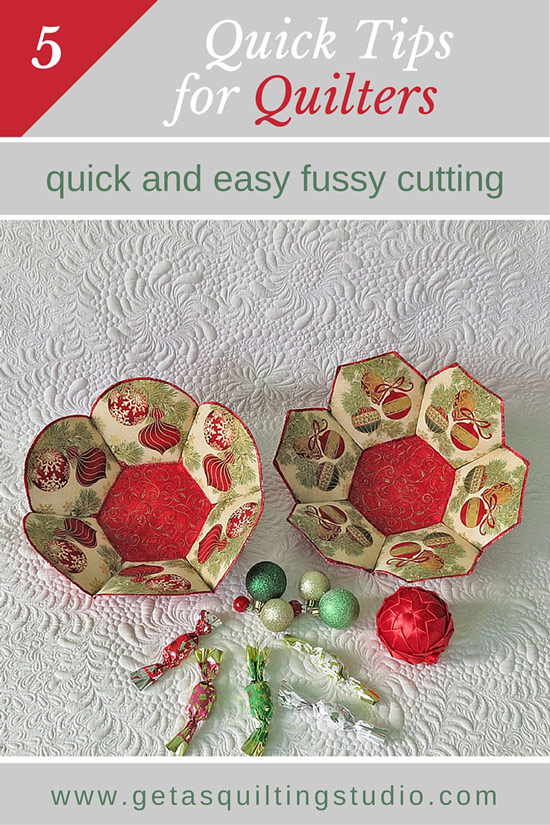 Fussy cutting made easy: learn this tip and start adding kaleidoscope effect to bowls. Click through to download templates for 2 bowls.