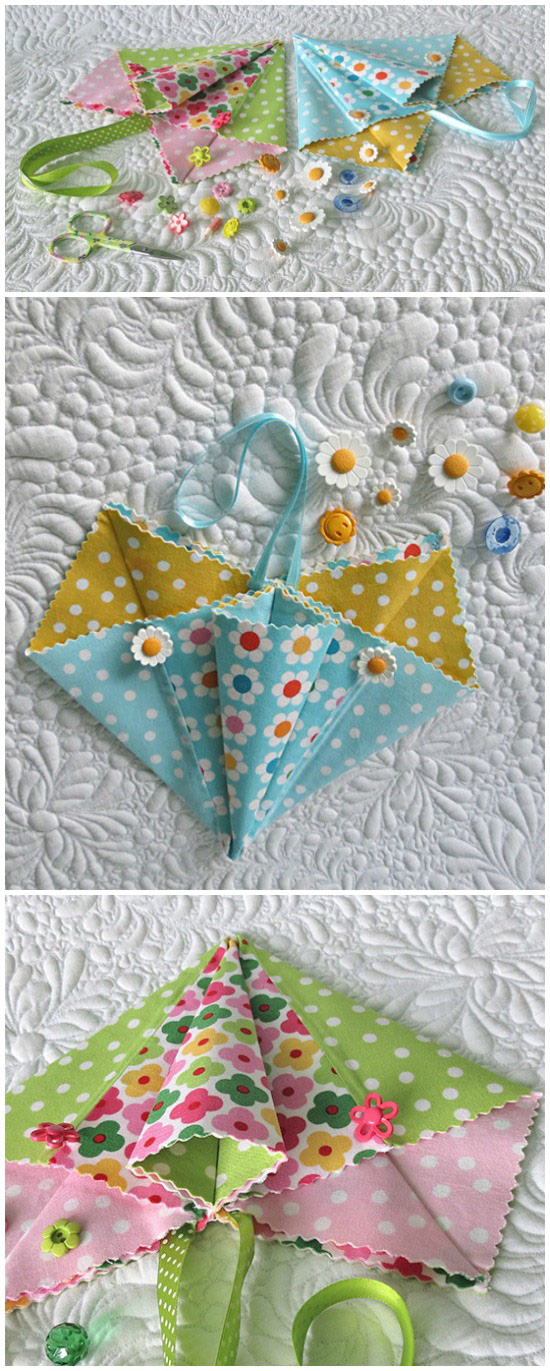 Fabric origami pockets- quick and easy gift bag ideas.