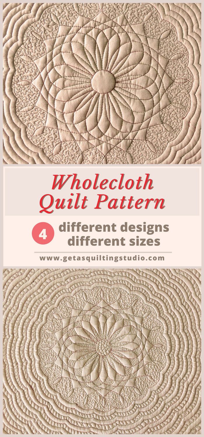 Small wholecloth quilt pattern for a fast and fun quilt; 4 designs and different sizes are included.