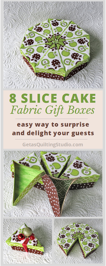 Cake slice gift boxes- fabric+interfacing for fun, sugar-free, calorie-free cakes.