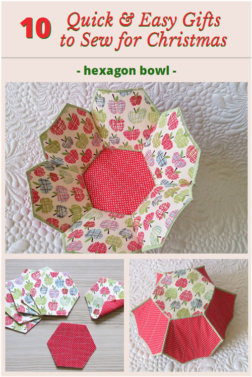 Quick and easy gifts to sew for Christmas- 10 FREE patterns for quilts, boxes, bowls, shopping bags and more.