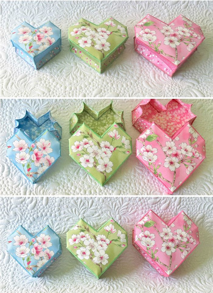 Fabric Heart Boxes Templates