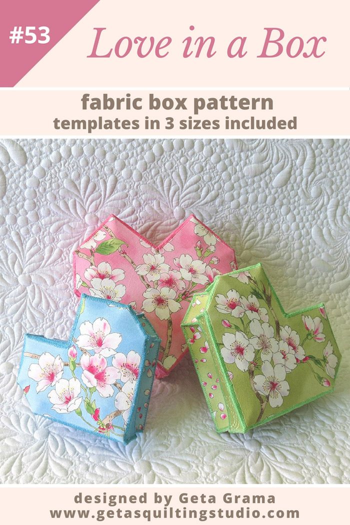 Learn a new technique while sewing highly decorative boxes; templates for 3 sizes are included.