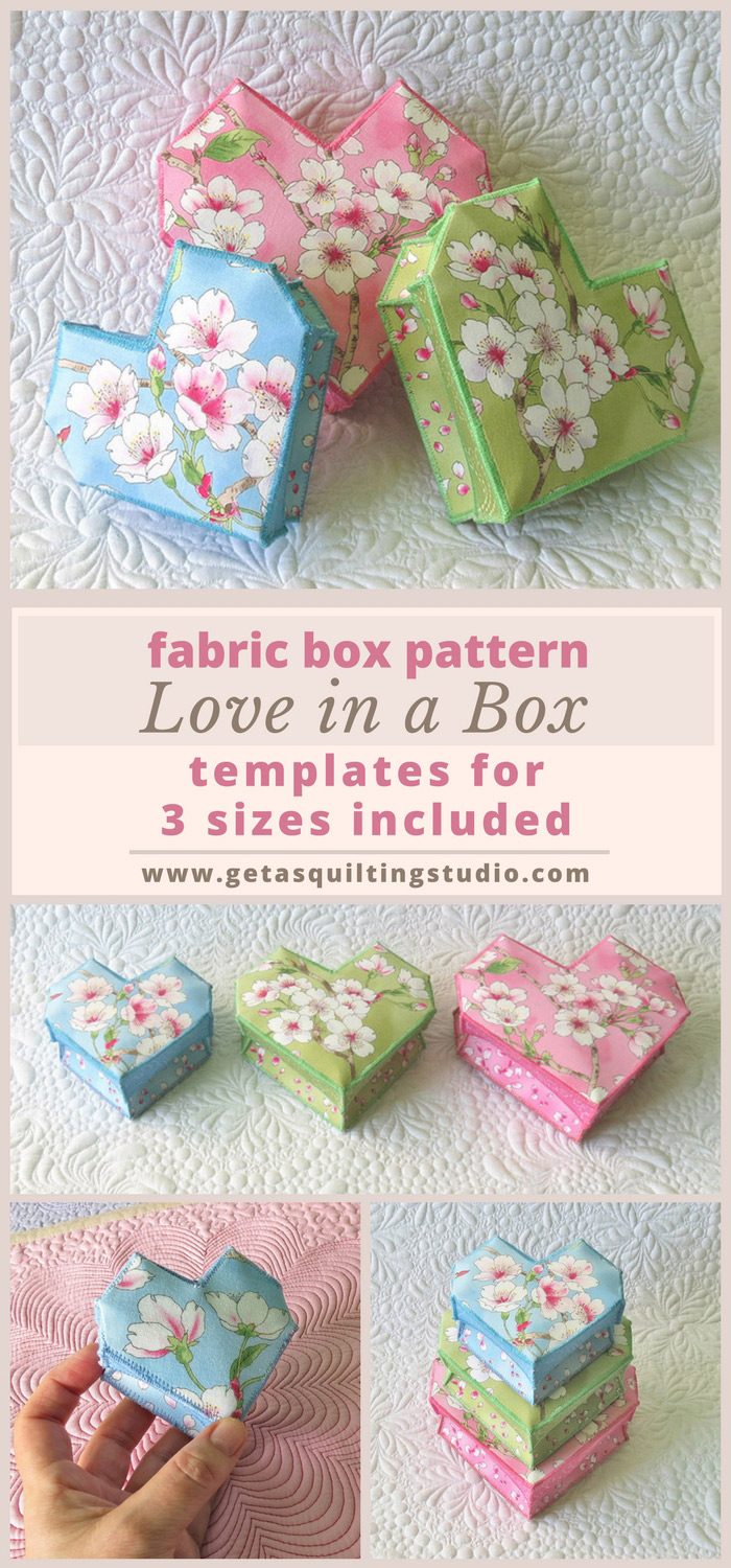 Learn a new technique while sewing highly decorative boxes; templates for 3 sizes are included.
