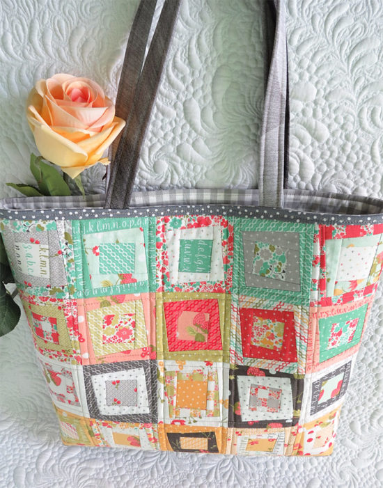 Charm squares friendly tote bag pattern - Geta's Quilting Studio